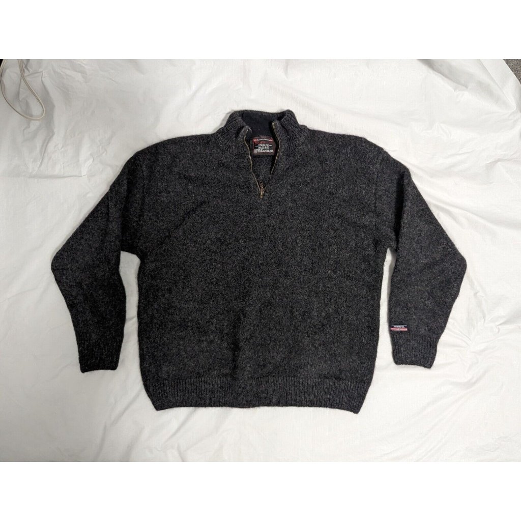Vintage Norwool Pure Wool Sweater Mens 2xlarge Xxlarge Zip Neck Norway Nordic